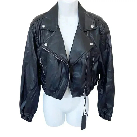 NWT Blank NYC Cropped Faux Leather Jacket Vegan size Small - Picture 1 of 6